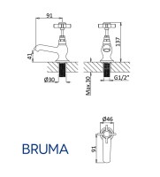 MEDIDAS GRIFO LAVABO IMPERIAL BRUMA